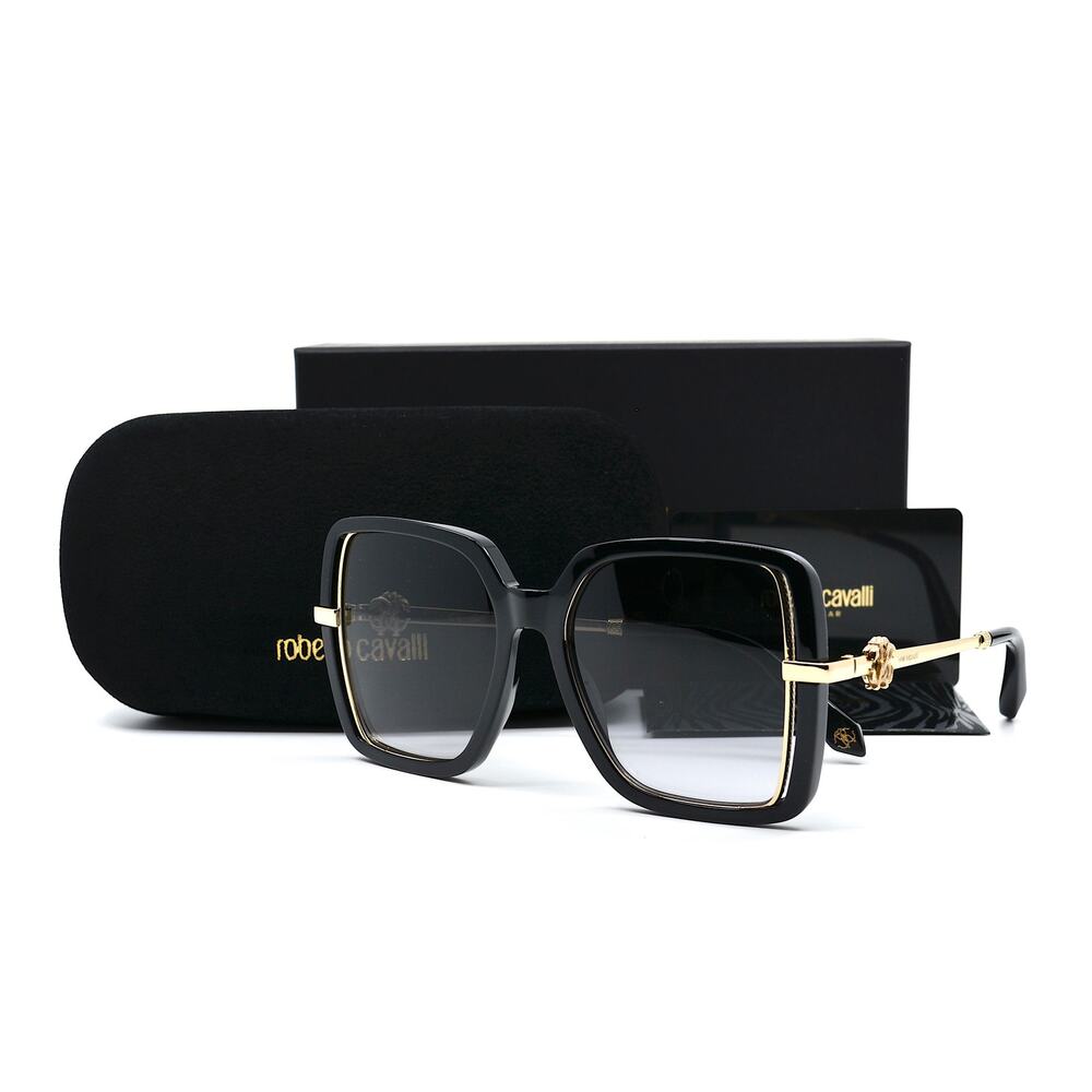 ROBERTO CAVALLI SRC007 BLACK GOLD GREY GRADIENT AUTHENTIC SUNGLASSES - Picture 2 of 12
